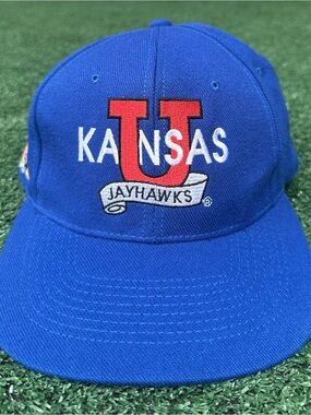 VTG 90’s KU Kansas Jayhawks Wool Embroidered Logo Snapback Hat